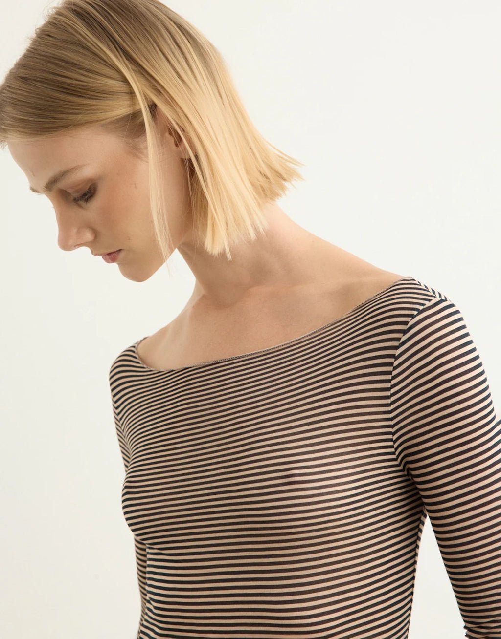 Amelia Top - Nude/Black Stripe