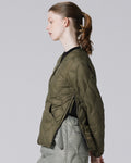 Military V-Neck W-Zip Down Jacket - D.Olive - Taion
