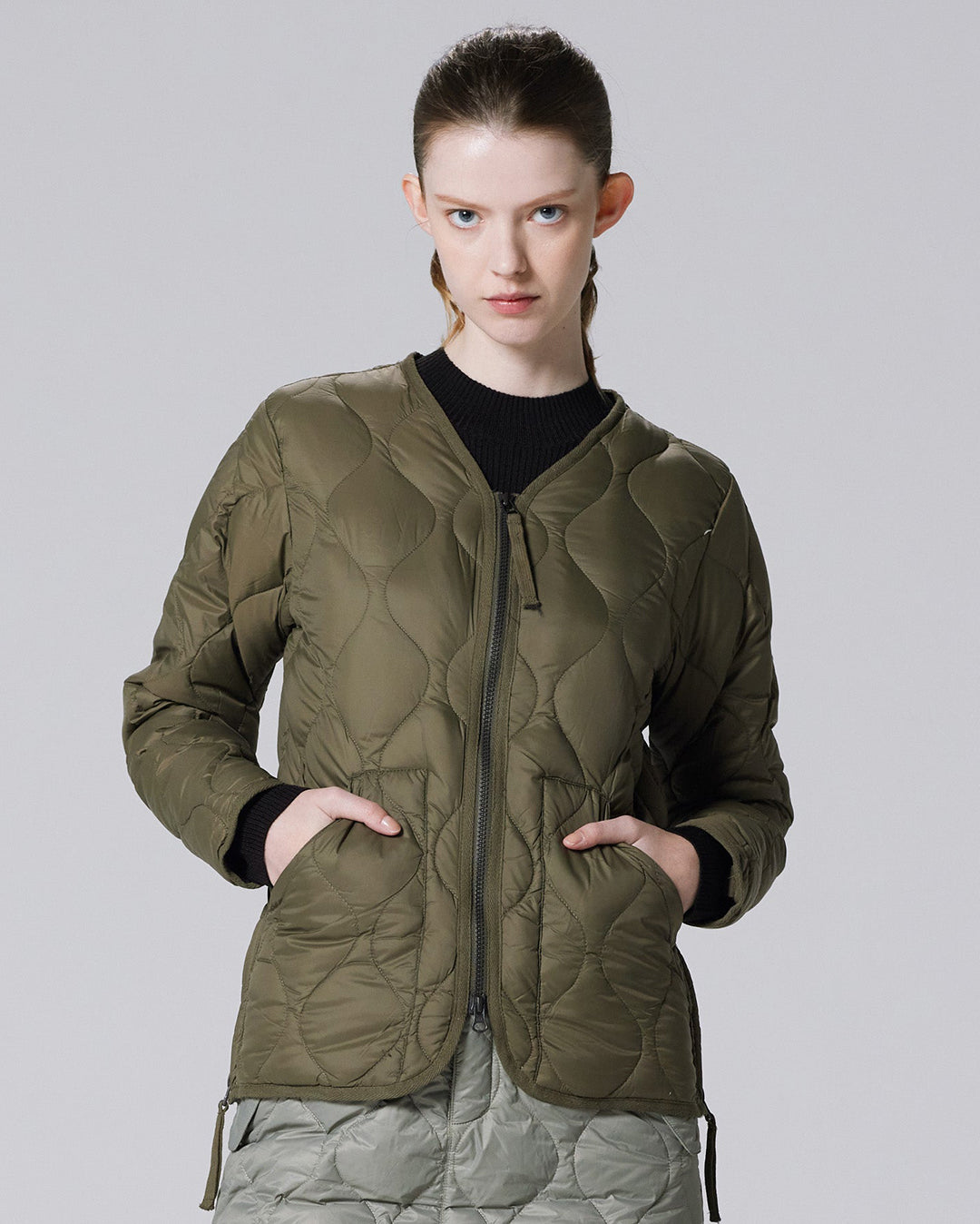Taion Military V-Neck W-Zip Down Jacket - D.Olive | Wally NZ Taion Military V-Neck W-Zip Down Jacket - D.Olive | Wally NZ
