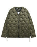 Military V-Neck W-Zip Down Jacket - D.Olive - Taion