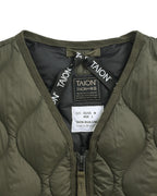 Military V-Neck W-Zip Down Jacket - D.Olive - Taion