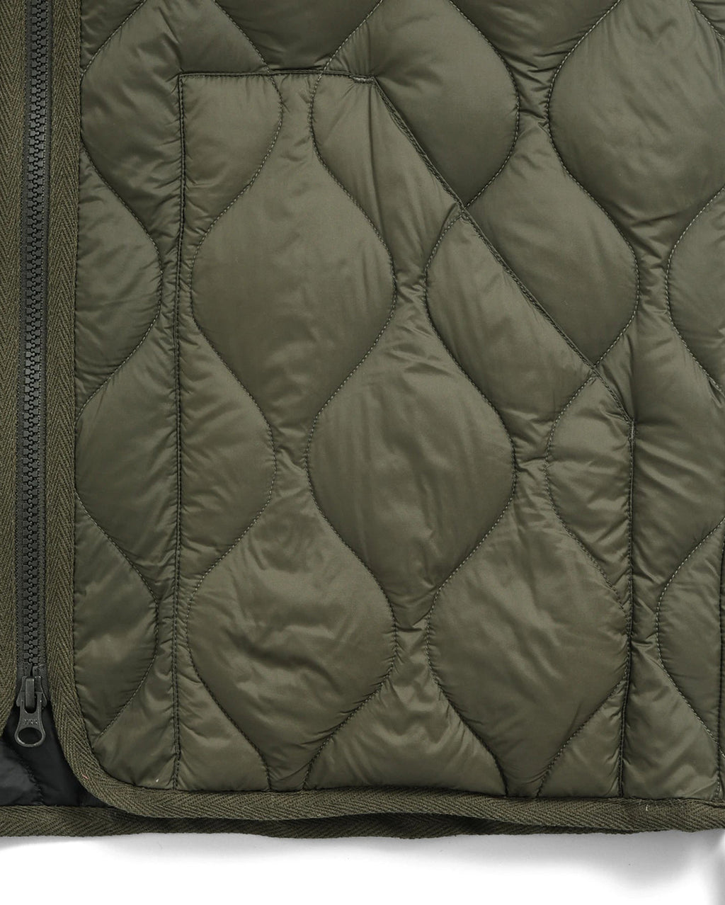 Military V-Neck W-Zip Down Jacket - D.Olive - Taion