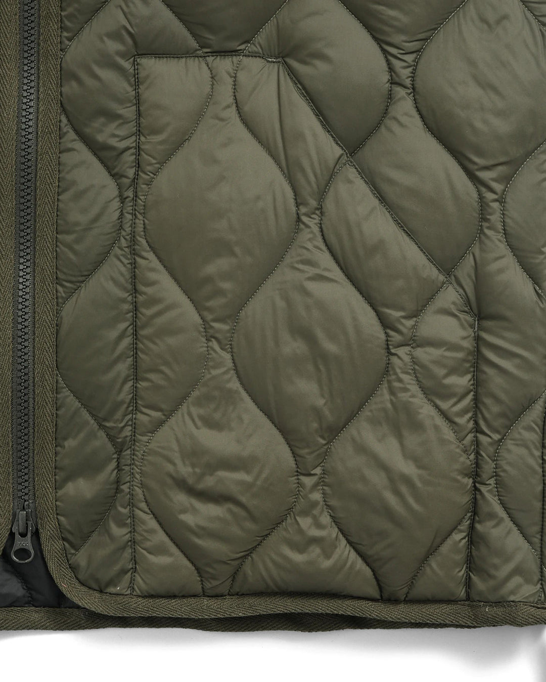 Military V-Neck W-Zip Down Jacket - D.Olive - Taion