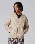 Military V-Neck W-Zip Down Jacket - G.Beige - Taion