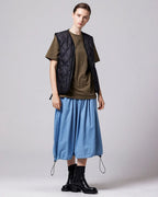 Military V-Neck W-Zip Down Vest - Black - Taion