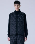 Military V-Neck W-Zip Down Vest - Black - Taion