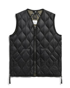 Military V-Neck W-Zip Down Vest - Black - Taion
