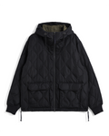 Military W-Zip Down Hoodie - Black - Taion