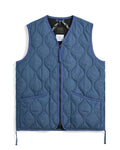 Military W-Zip V-Neck Down Vest - Indigo Denim - Taion