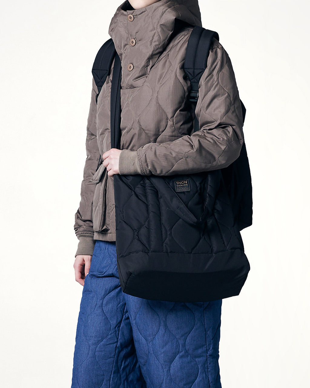 Military Zip Top Tote Down Bag M - Black - Taion