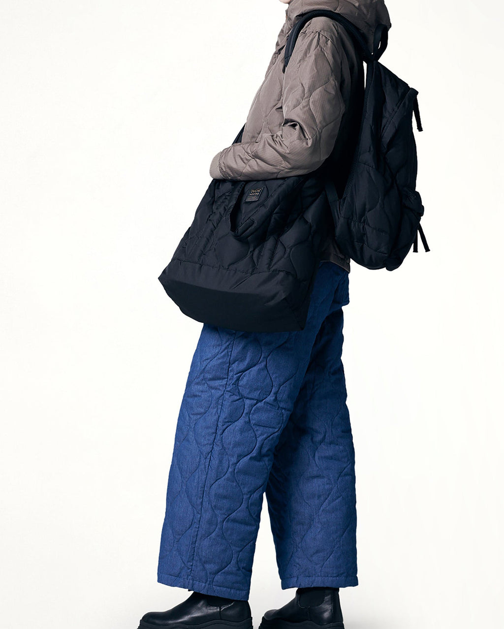 Military Zip Top Tote Down Bag M - Black - Taion