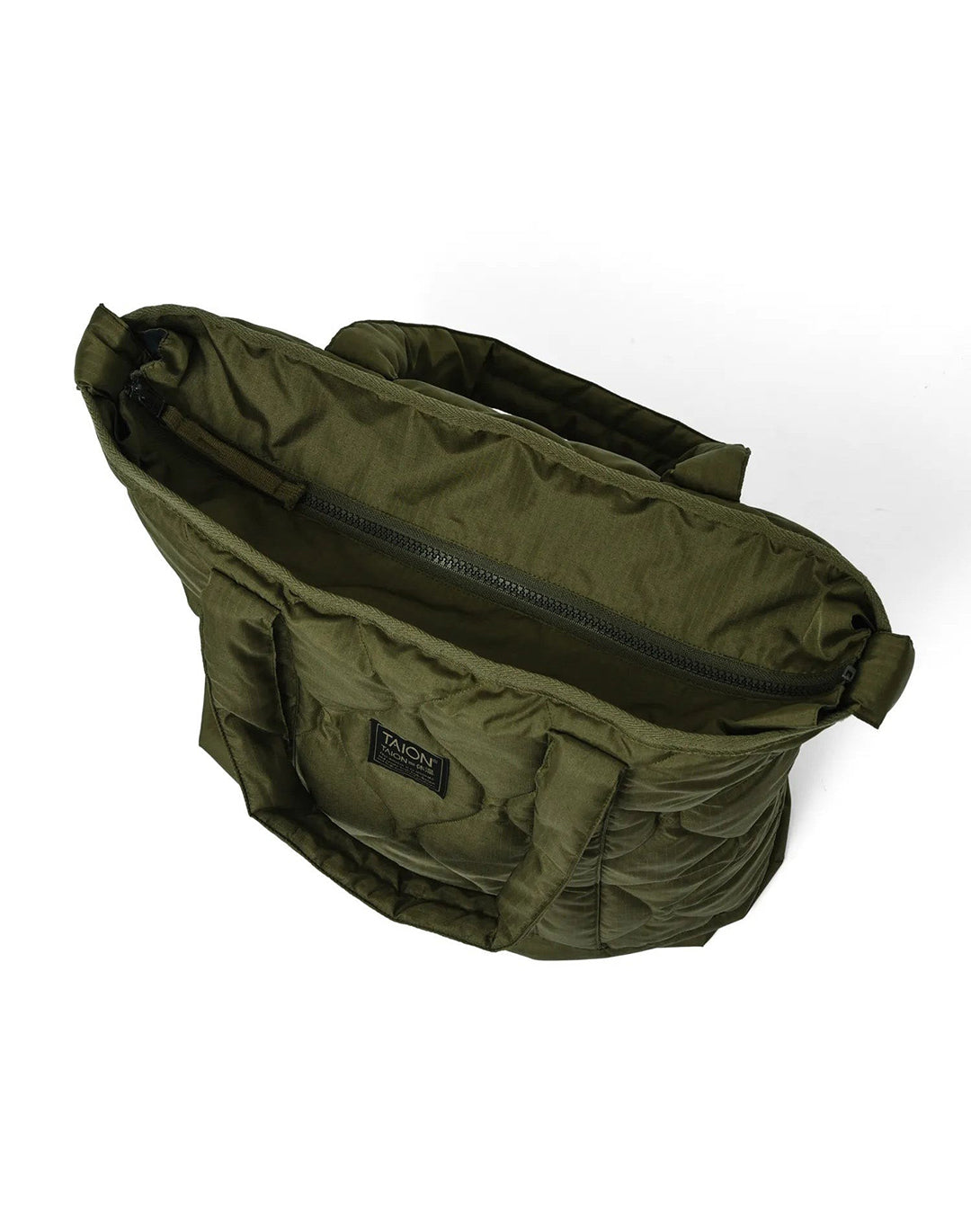 Military Zip Top Tote Down Bag M - D.Olive - Taion