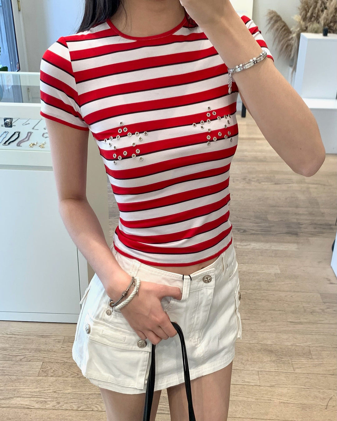 Mini Tee - Red Stripe - Miaou