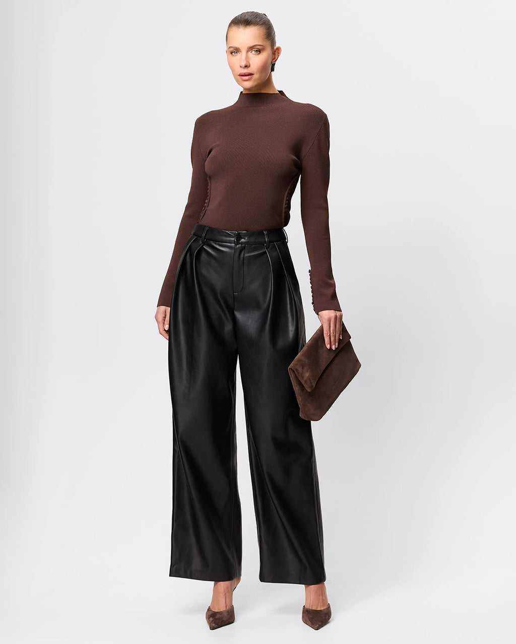Fairfax Pleat Wide Leg Trouser - Black