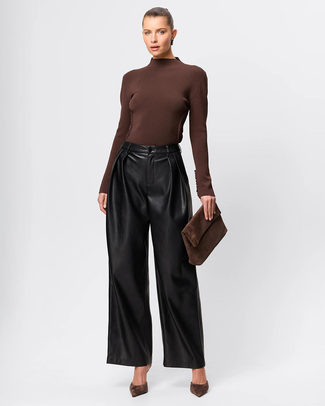 Fairfax Pleat Wide Leg Trouser - Black