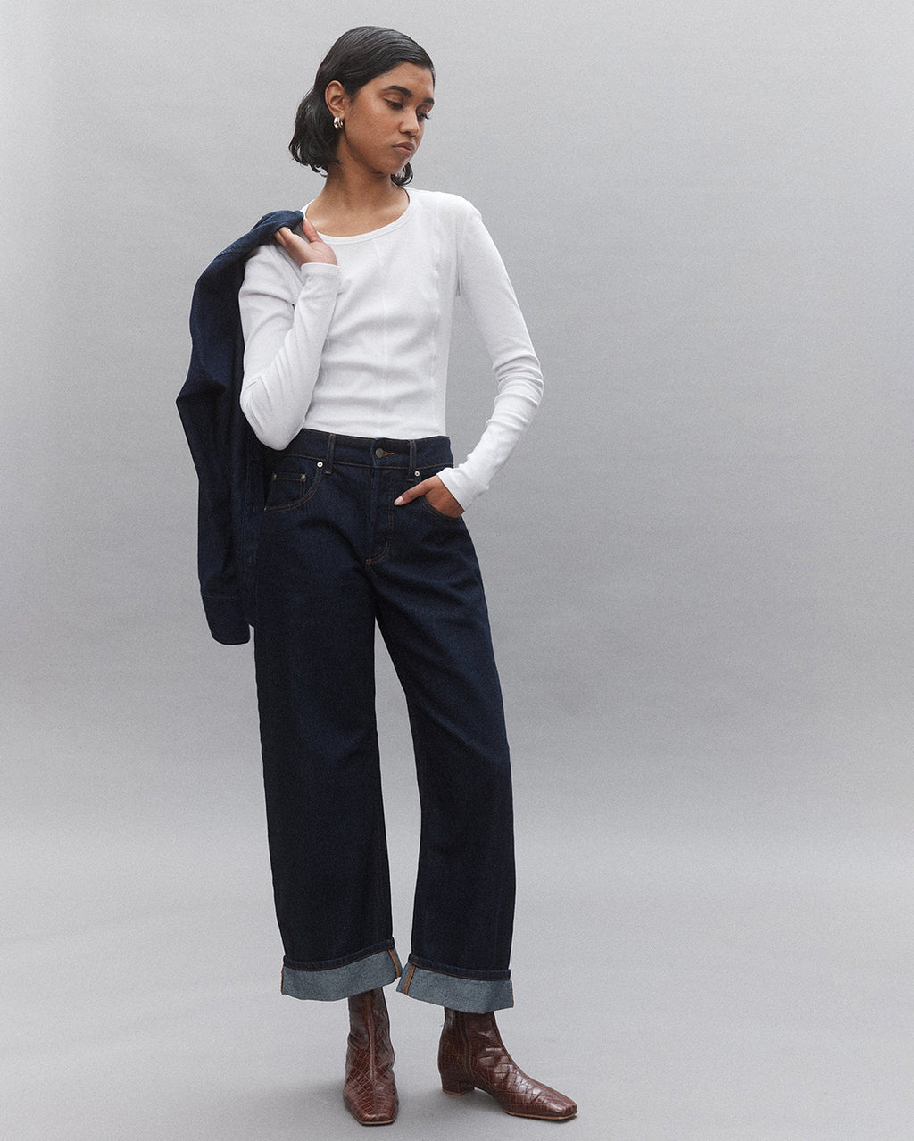 Nadia Jean Cuffed - Pure Blue - Nobody Denim