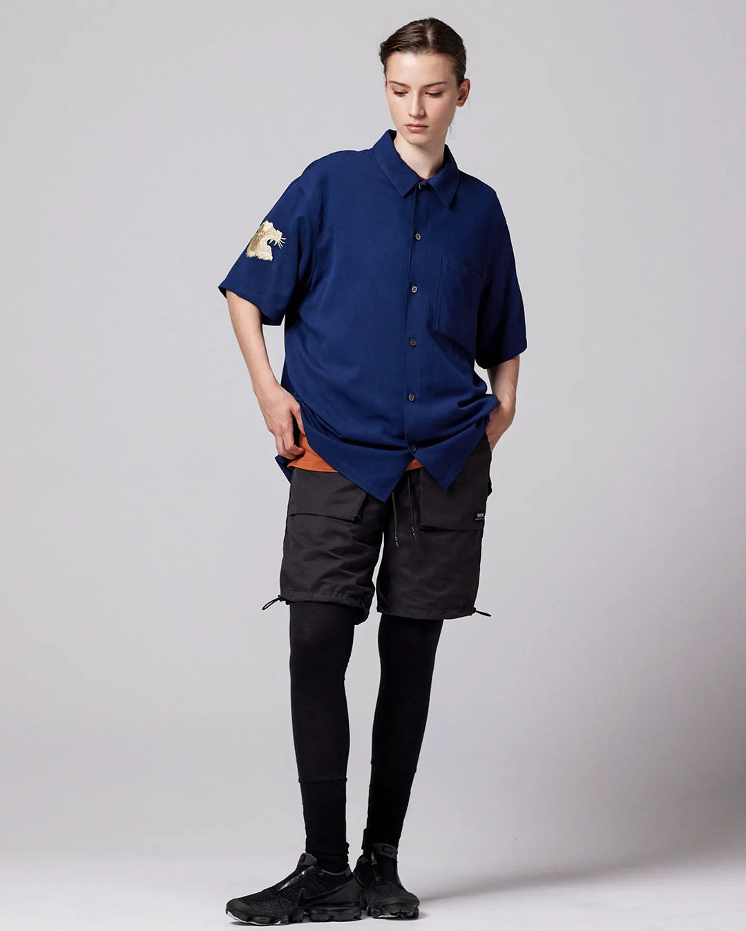 Non Down Jpnsp Rayon Shirt Half Sleeve - D.Navy - Taion