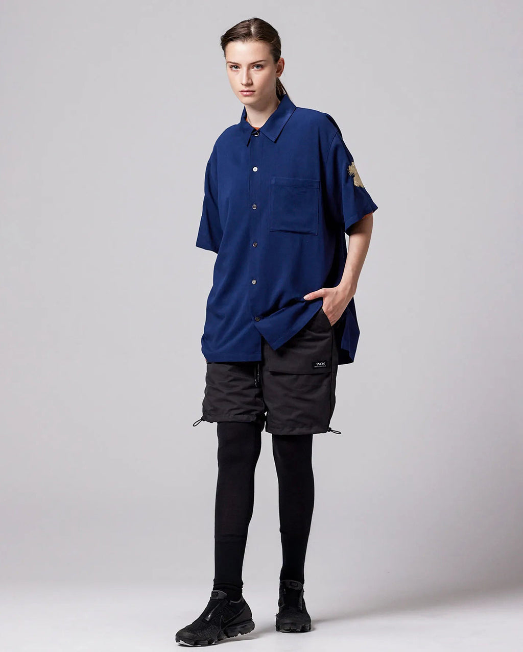 Non Down Jpnsp Rayon Shirt Half Sleeve - D.Navy - Taion
