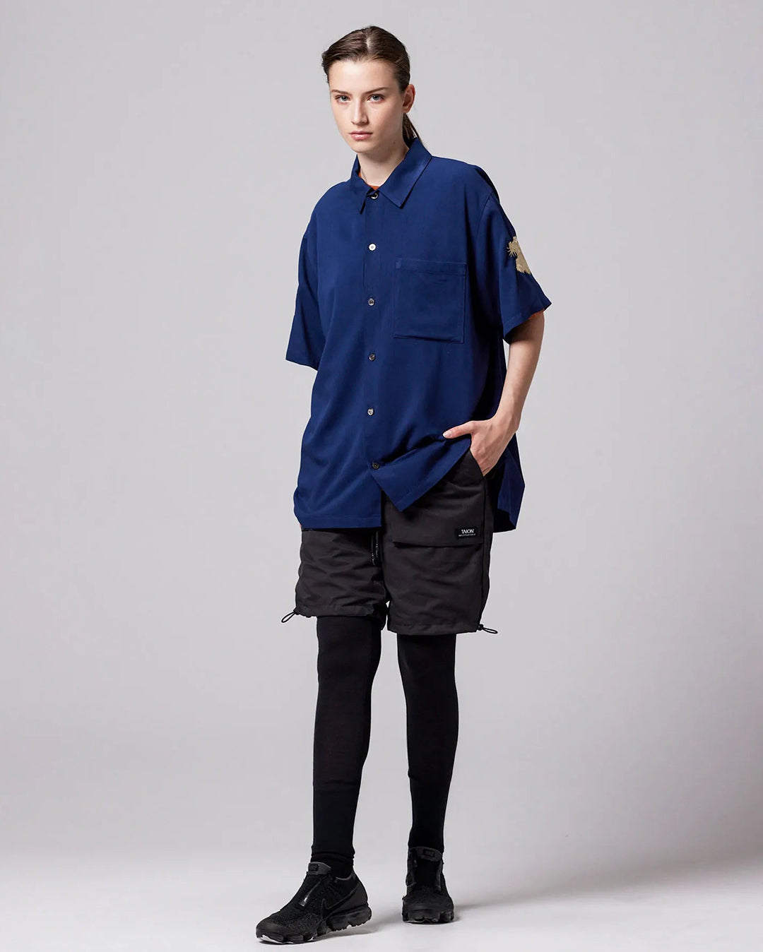 Non Down Jpnsp Rayon Shirt Half Sleeve - D.Navy - Taion