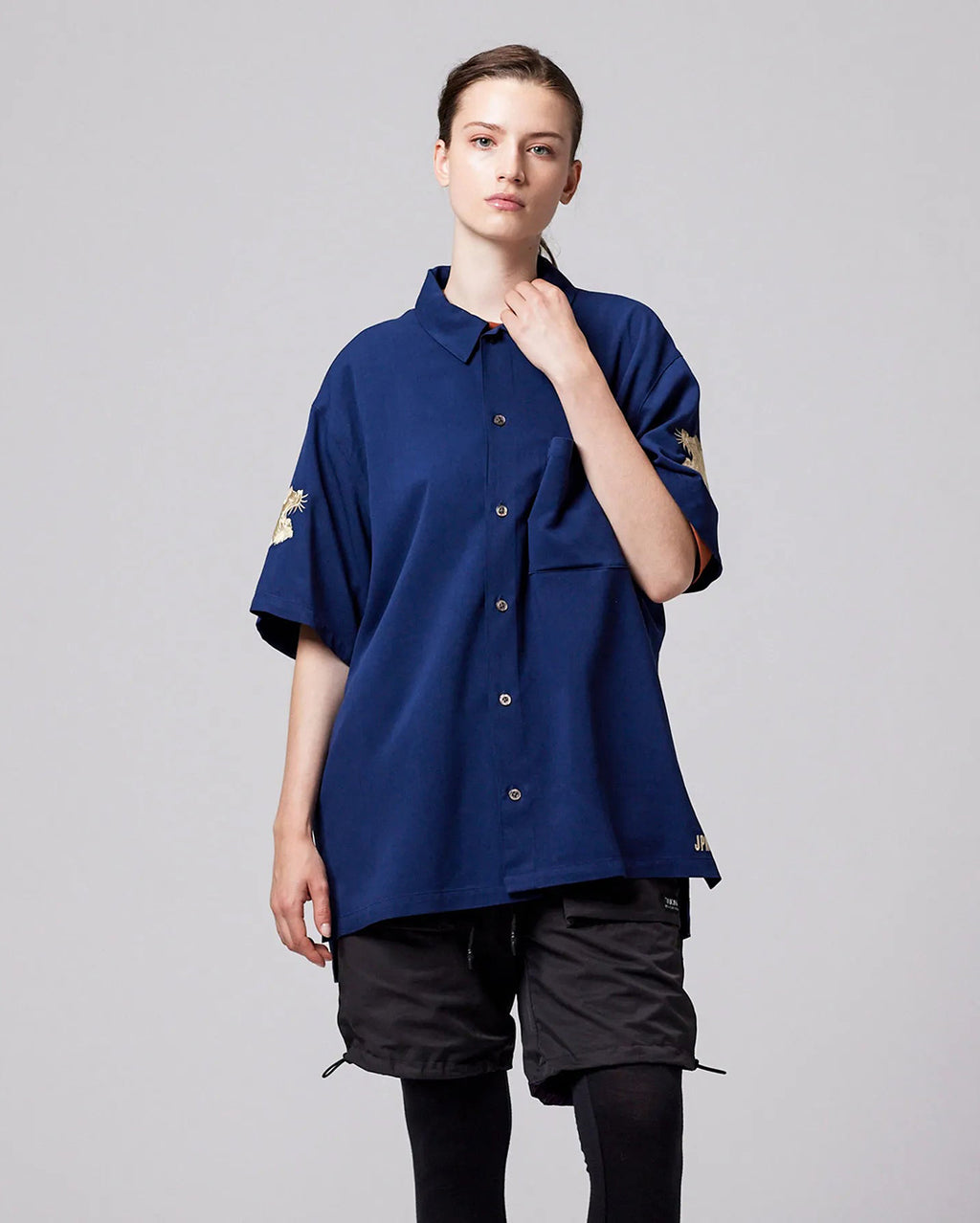 Non Down Jpnsp Rayon Shirt Half Sleeve - D.Navy - Taion