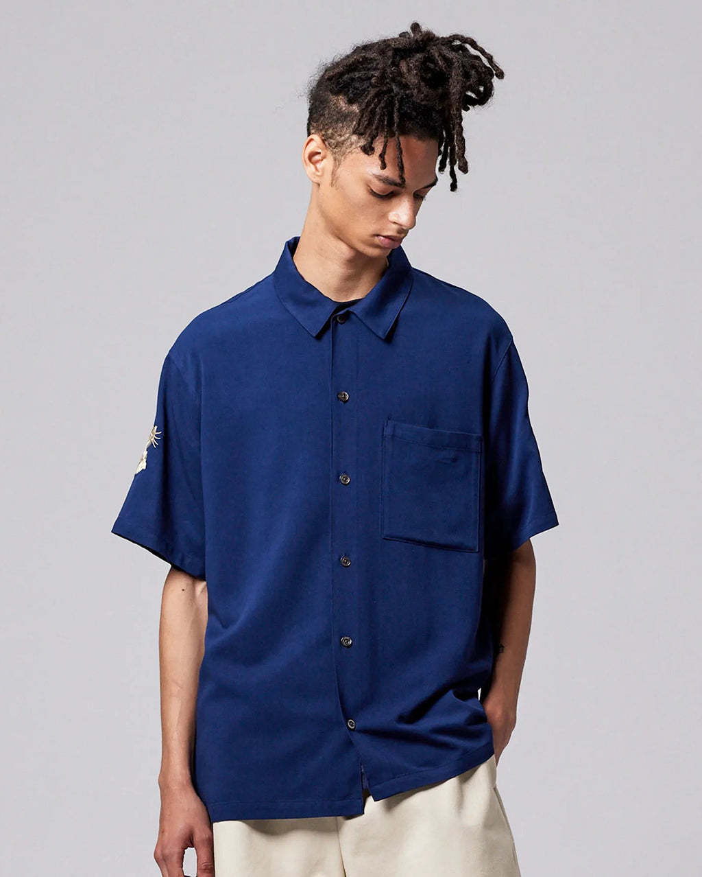 Non Down Jpnsp Rayon Shirt Half Sleeve - D.Navy - Taion