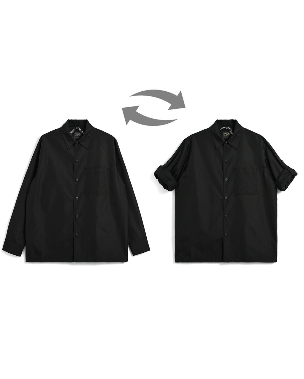 Non Down Military Button Slit Shirt Long Sleeve - Black - Taion