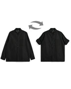 Non Down Military Button Slit Shirt Long Sleeve - Black - Taion