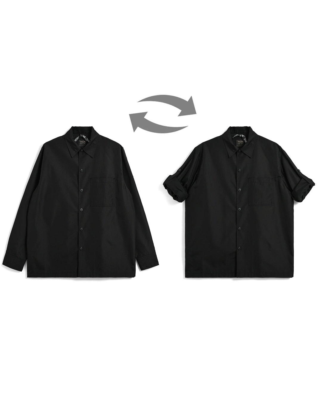 Non Down Military Button Slit Shirt Long Sleeve - Black - Taion