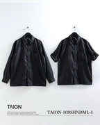 Non Down Military Button Slit Shirt Long Sleeve - Black - Taion