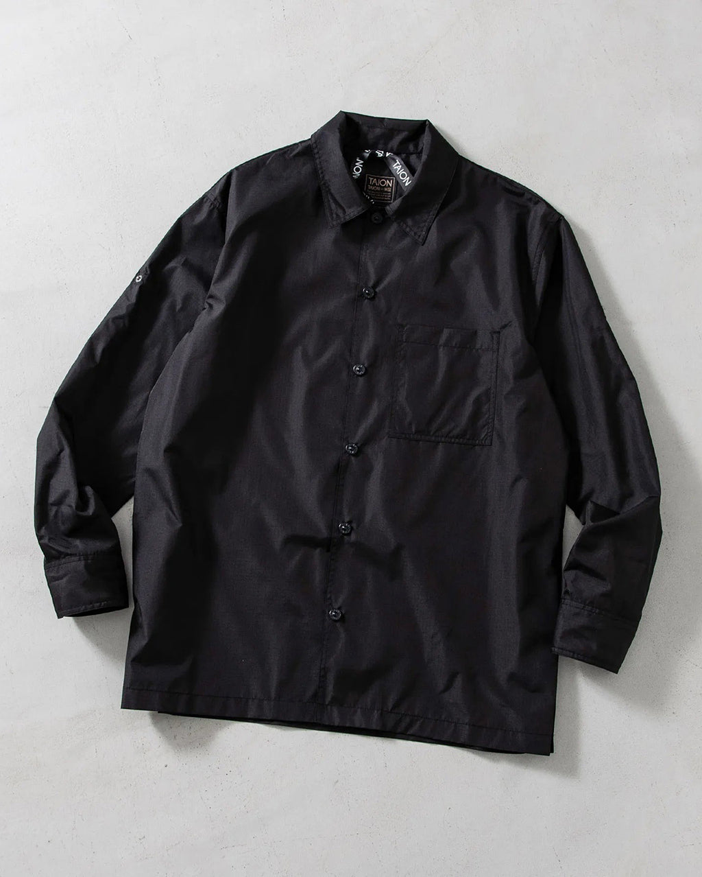 Non Down Military Button Slit Shirt Long Sleeve - Black - Taion