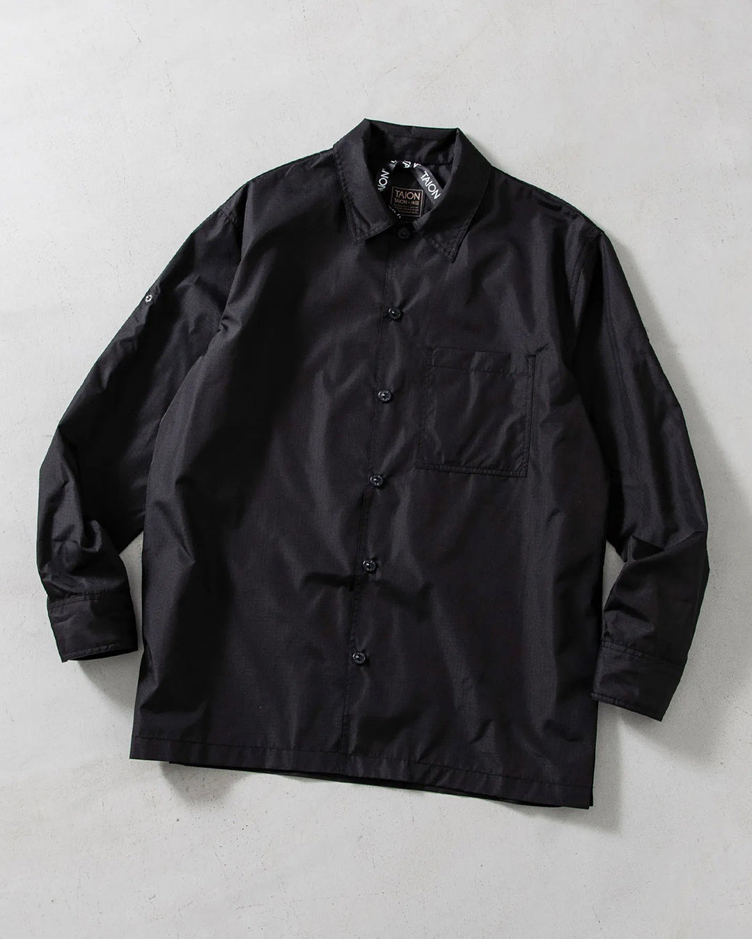 Non Down Military Button Slit Shirt Long Sleeve - Black - Taion