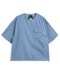 Non-Down Military Half-Sleeve Top - Blue Denim - Taion