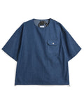 Non-Down Military Half-Sleeve Top - Indigo Denim - Taion