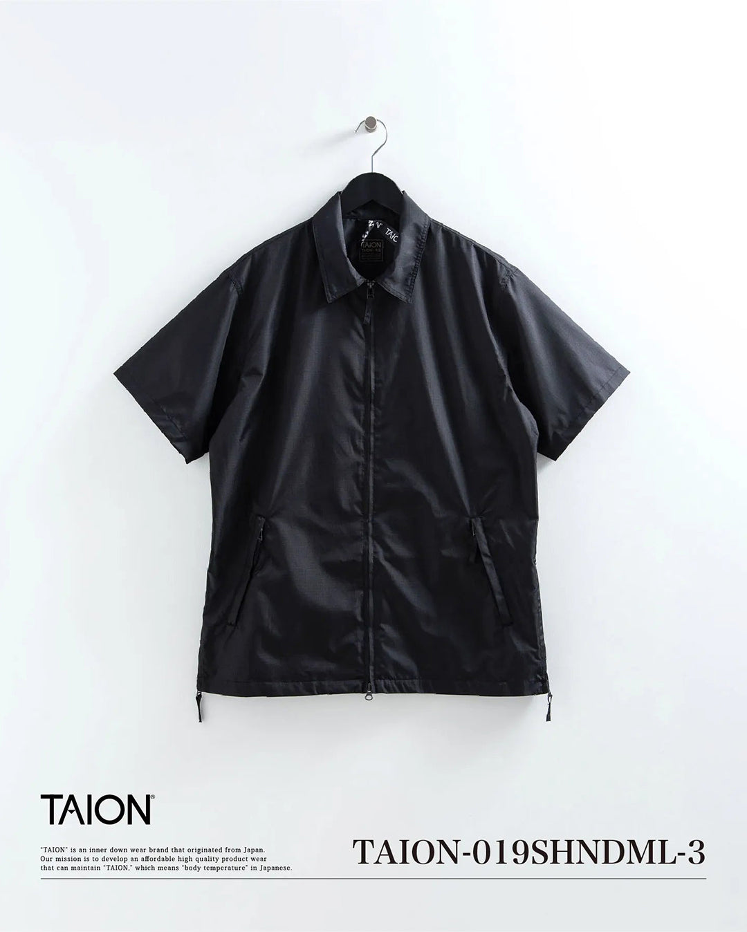 Non Down Military W-Zip Shirt Half Sleeve - Black - Taion