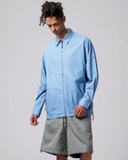 Non Down Military W-Zip Shirt Long Sleeve - Blue Denim - Taion