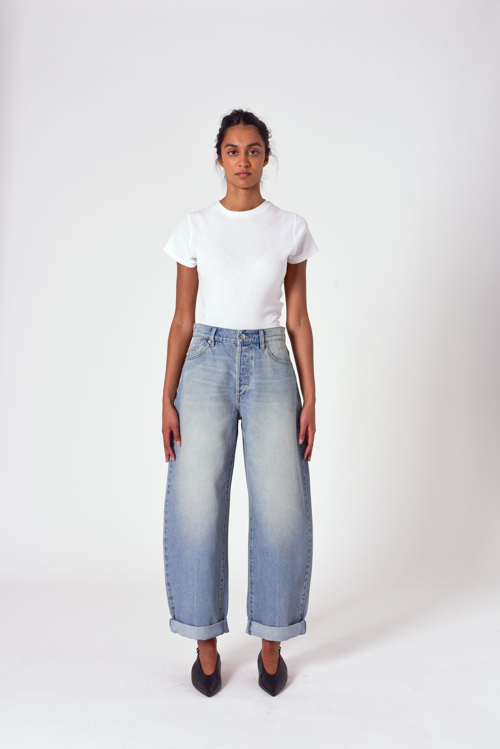 Gigi Turn Up Barrel Denim Jeans - Palace Vintage