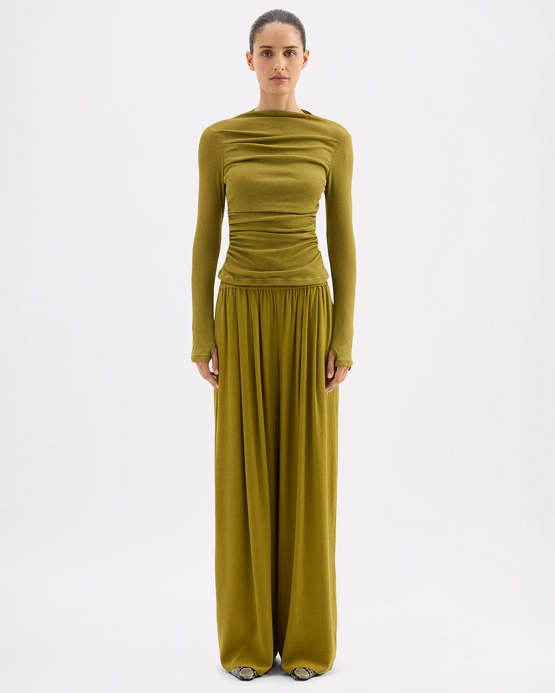 Calista Mesh LS Top - Avocado - Nude Lucy