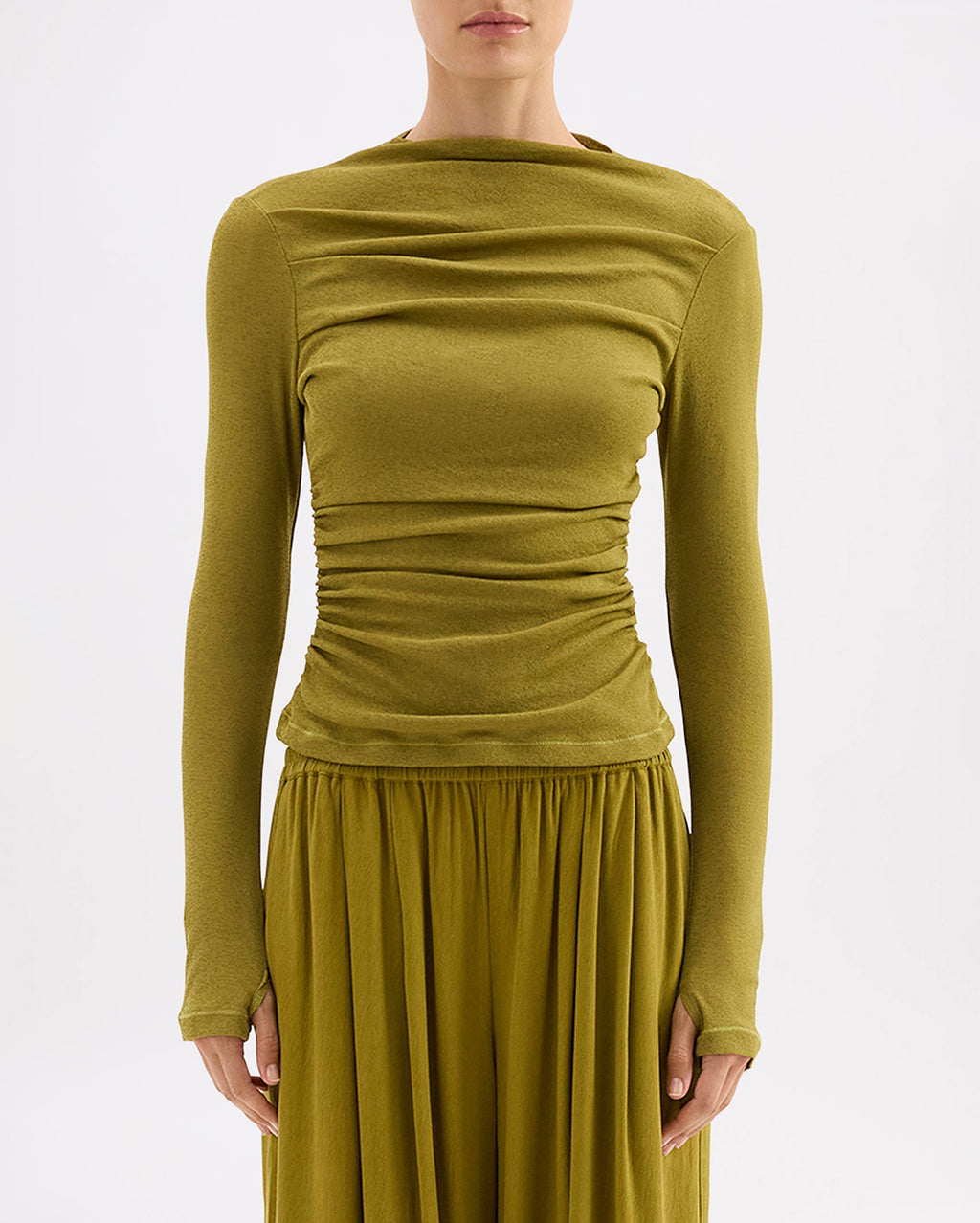 Calista Mesh LS Top - Avocado - Nude Lucy