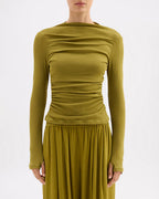 Calista Mesh LS Top - Avocado - Nude Lucy