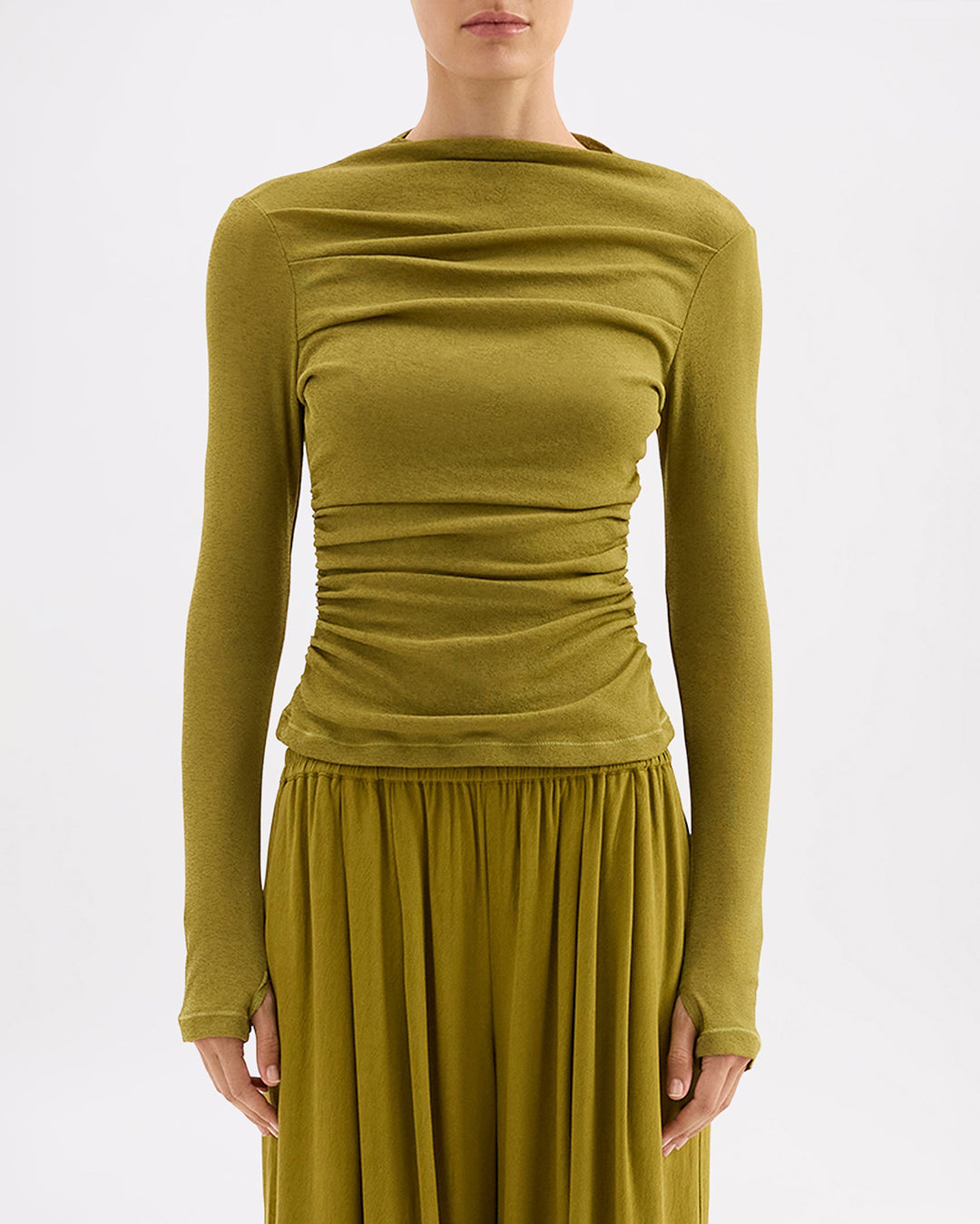 Calista Mesh LS Top - Avocado - Nude Lucy