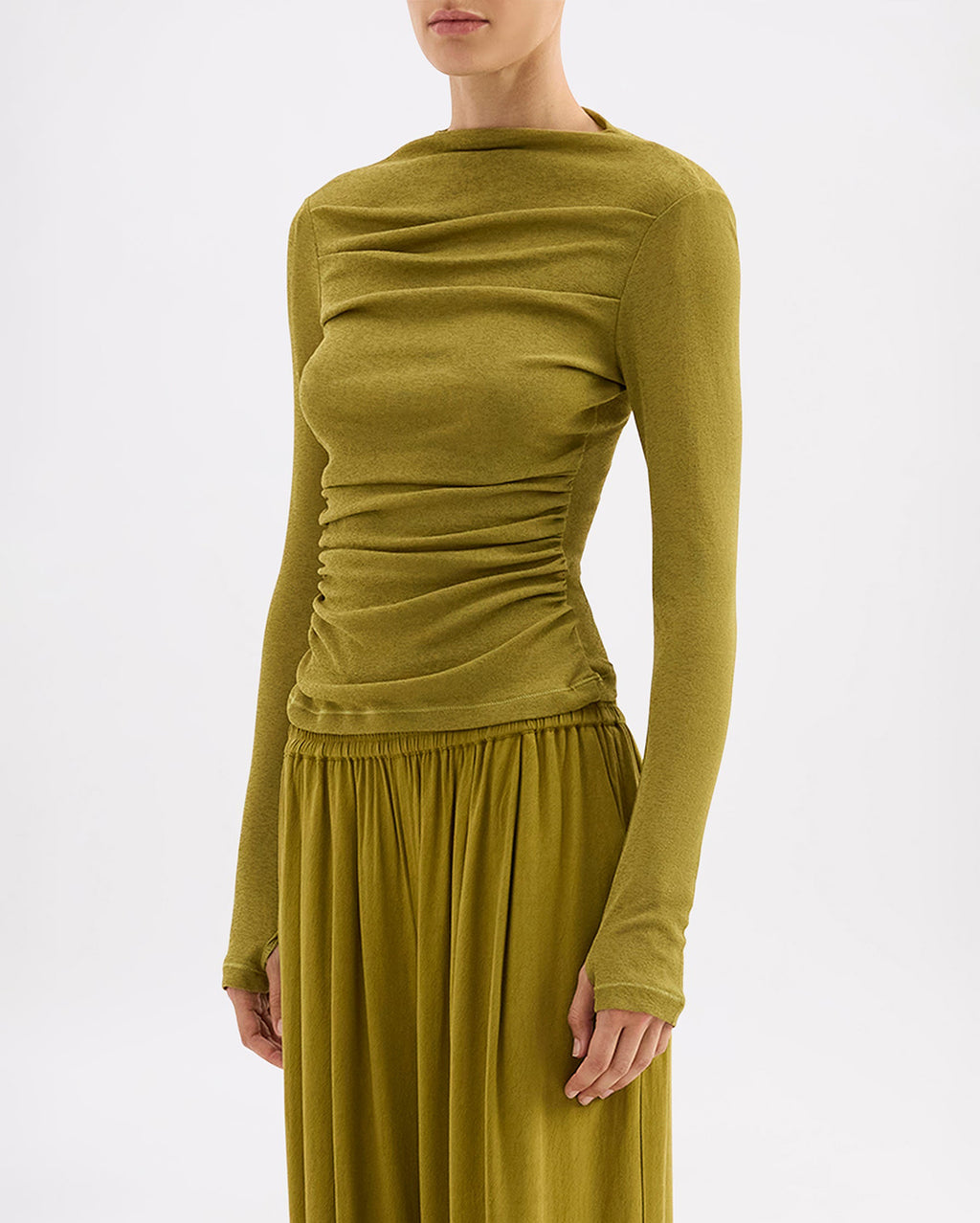 Calista Mesh LS Top - Avocado - Nude Lucy