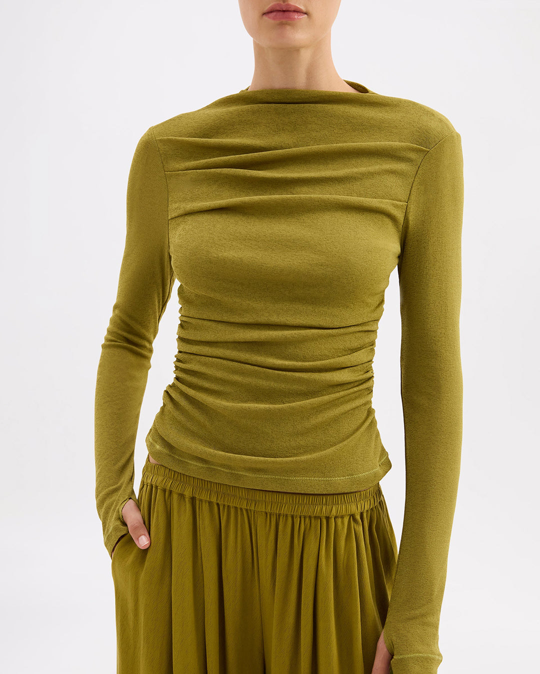 Calista Mesh LS Top - Avocado - Nude Lucy