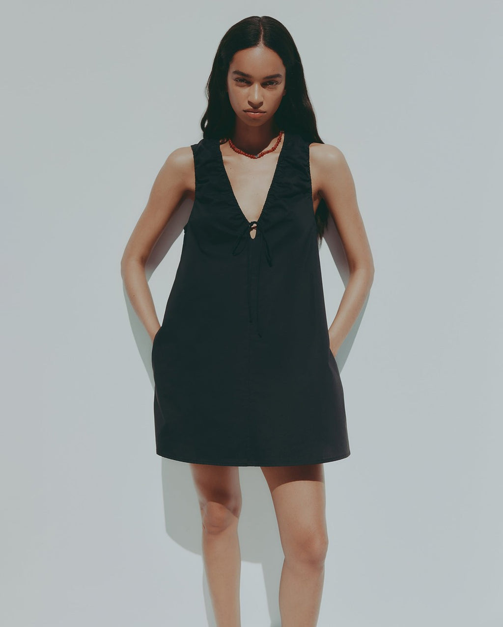 Cerie Poplin Mini Dress - Black - Nude Lucy