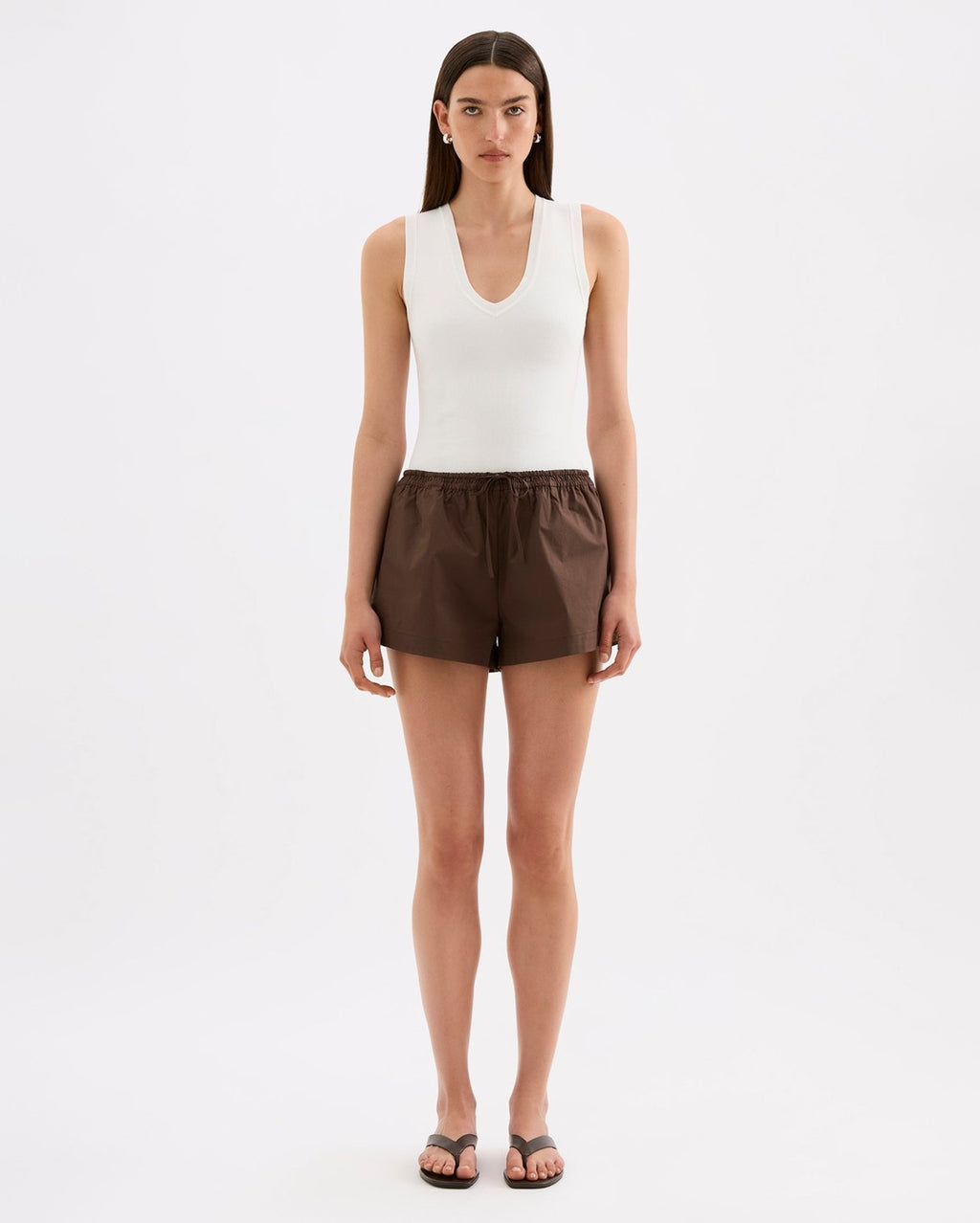 Cerie Poplin Short - Chocolate - Nude Lucy