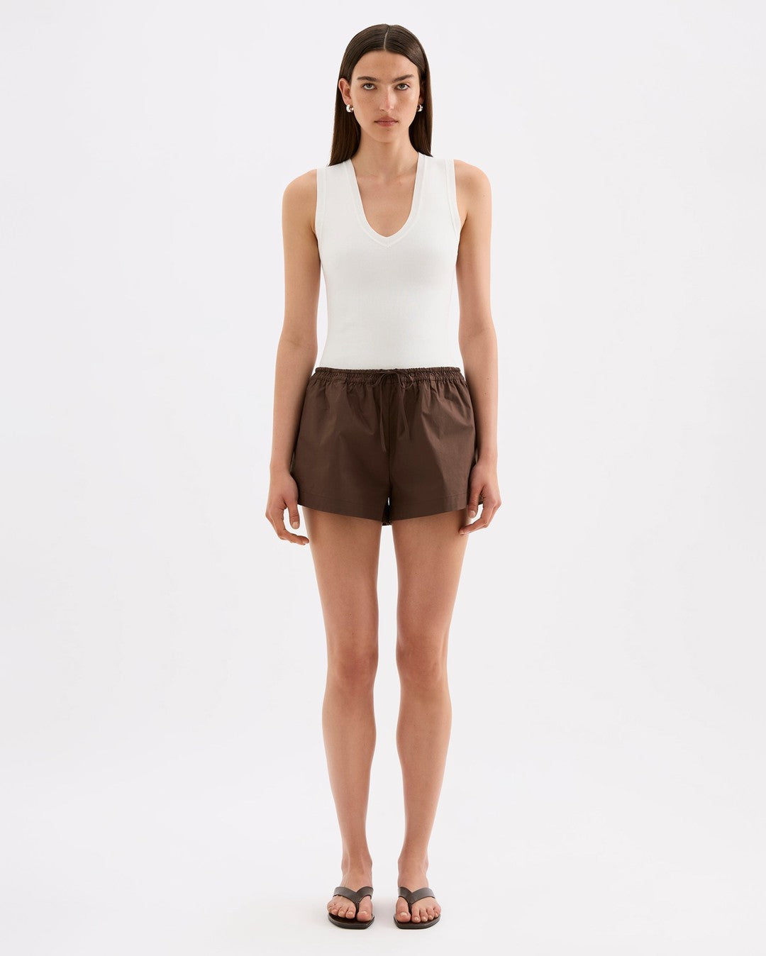 Cerie Poplin Short - Chocolate - Nude Lucy