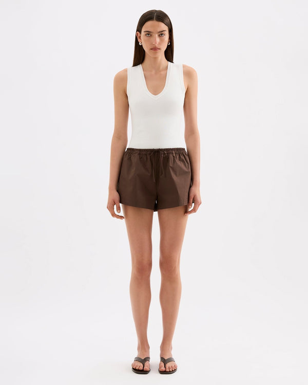 Cerie Poplin Short - Chocolate - Nude Lucy