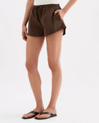 Cerie Poplin Short - Chocolate - Nude Lucy