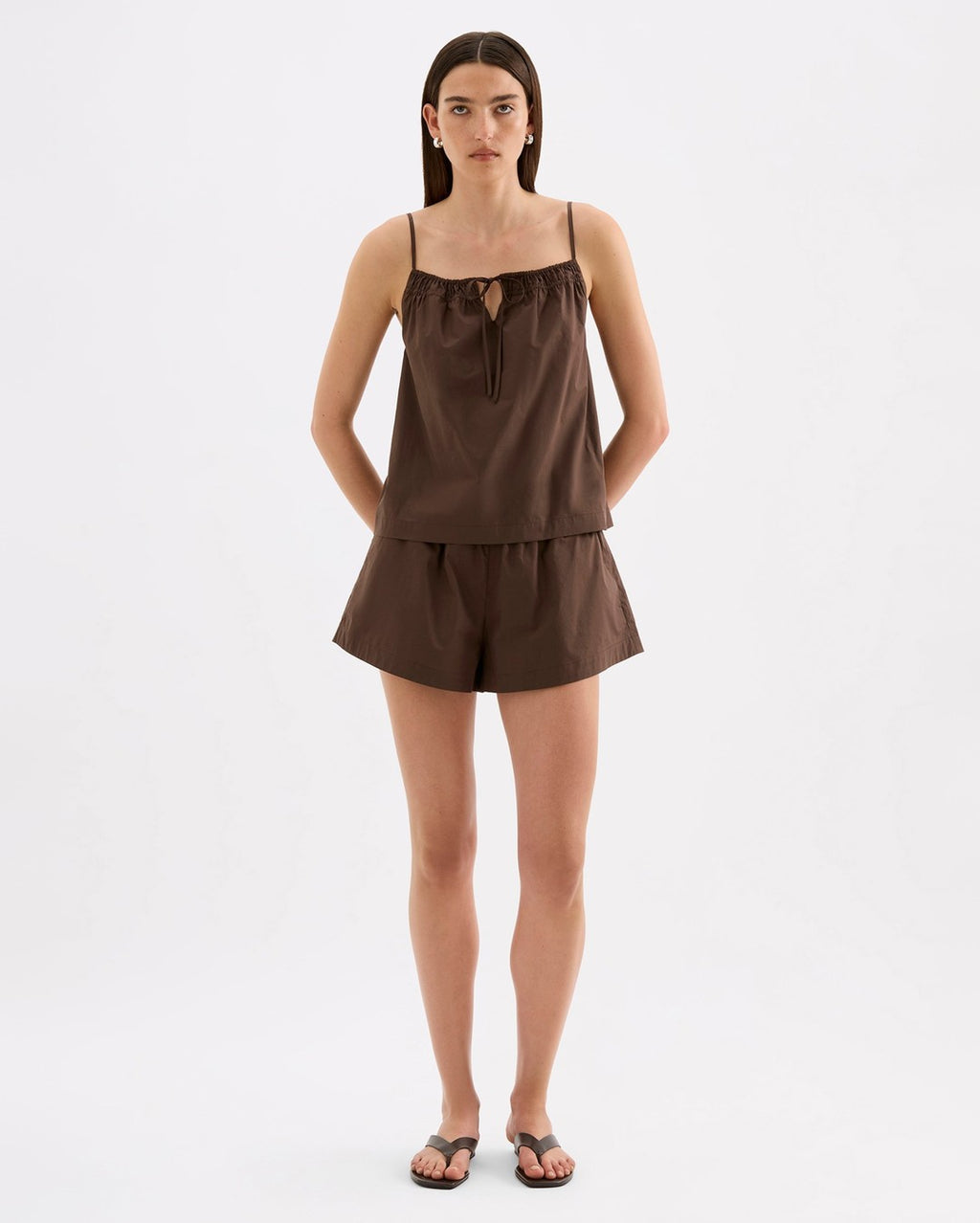 Cerie Poplin Short - Chocolate - Nude Lucy