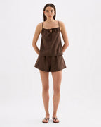 Cerie Poplin Short - Chocolate - Nude Lucy