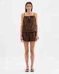 Cerie Poplin Top - Chocolate - Nude Lucy